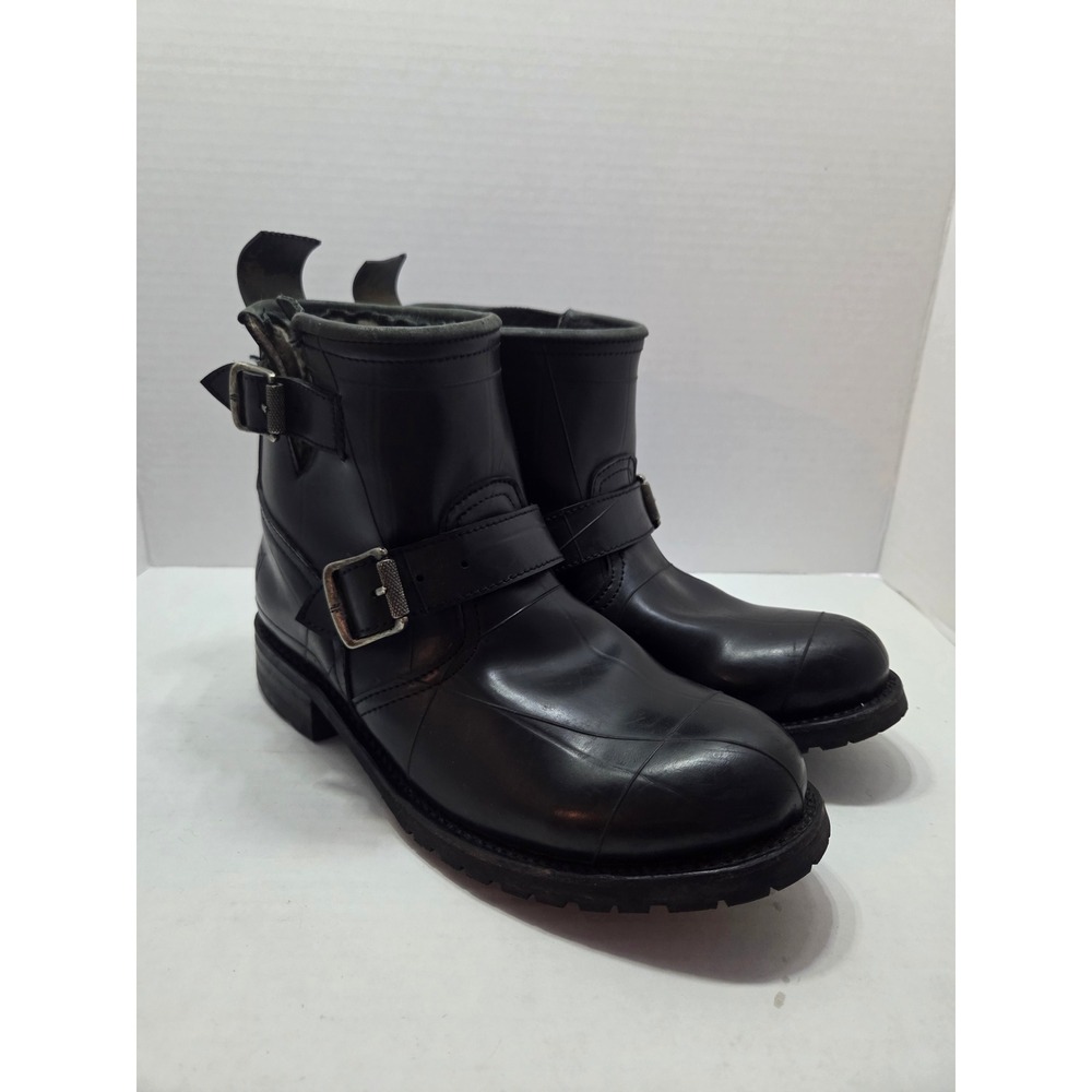 Frye Black Leather Buckle Combat Boots 7.5